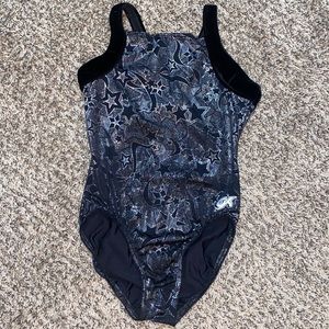 GK Black & Silver Metallic Gymnastics Leotard